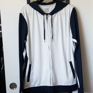 Asics White/Blue Zip Up-2XL